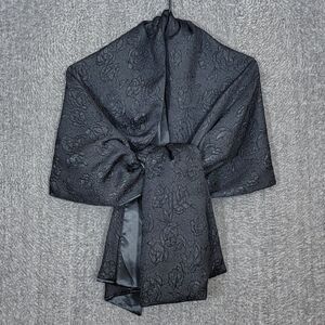 Floral Scarf Wrap Womens Black Textured Elegant Rectangle 68x19